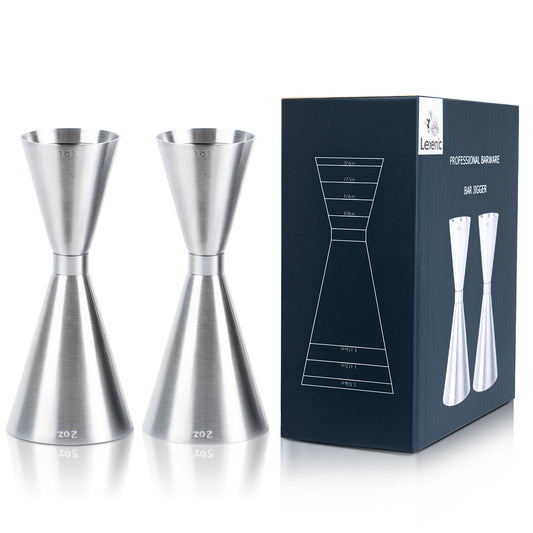 Lexenic oz/ml Dual Markings Jigger for Bartending, 304 Stainless Steel Heavy Duty Double Cocktail Jigger with 7 Measurements Inside, Professional Japanese Bar Tool for Bartender Home Bar Party