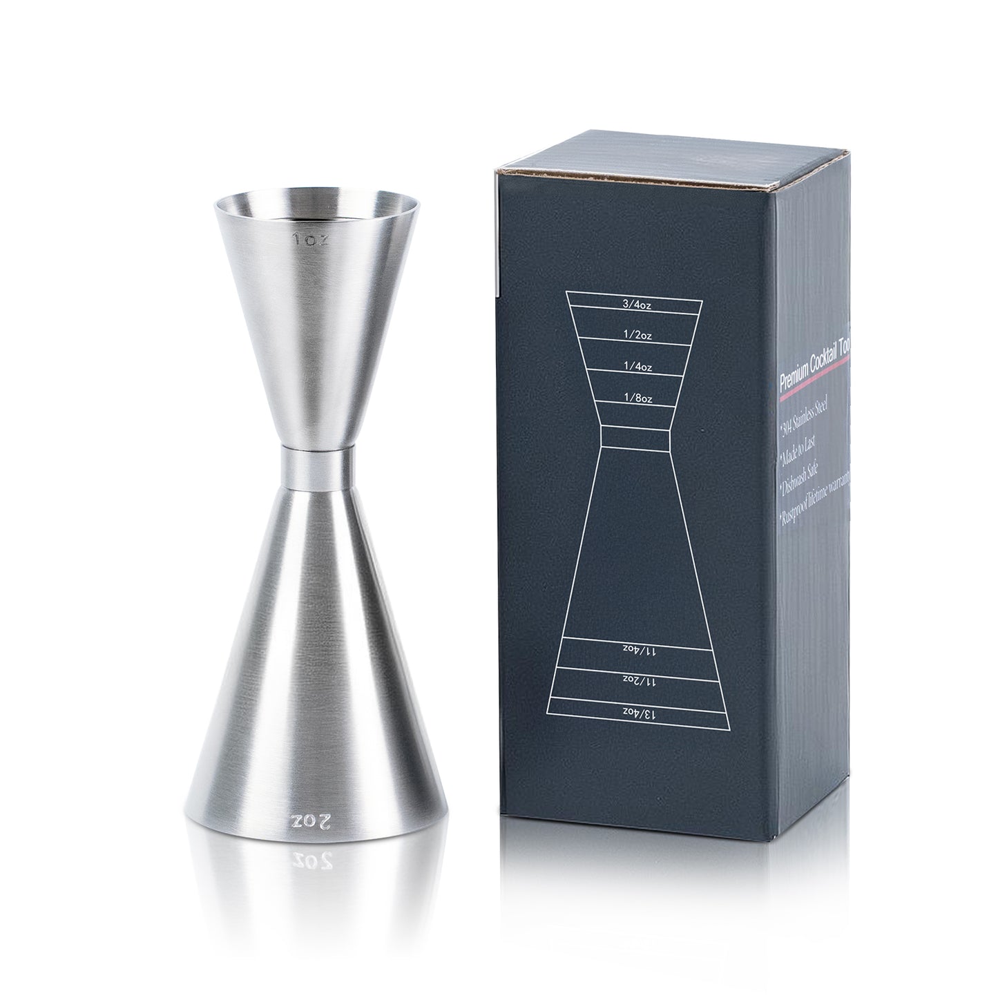 Lexenic oz/ml Dual Markings Jigger for Bartending, 304 Stainless Steel Heavy Duty Double Cocktail Jigger with 7 Measurements Inside, Professional Japanese Jigger Bar Tool for Bartender Home Bar Party