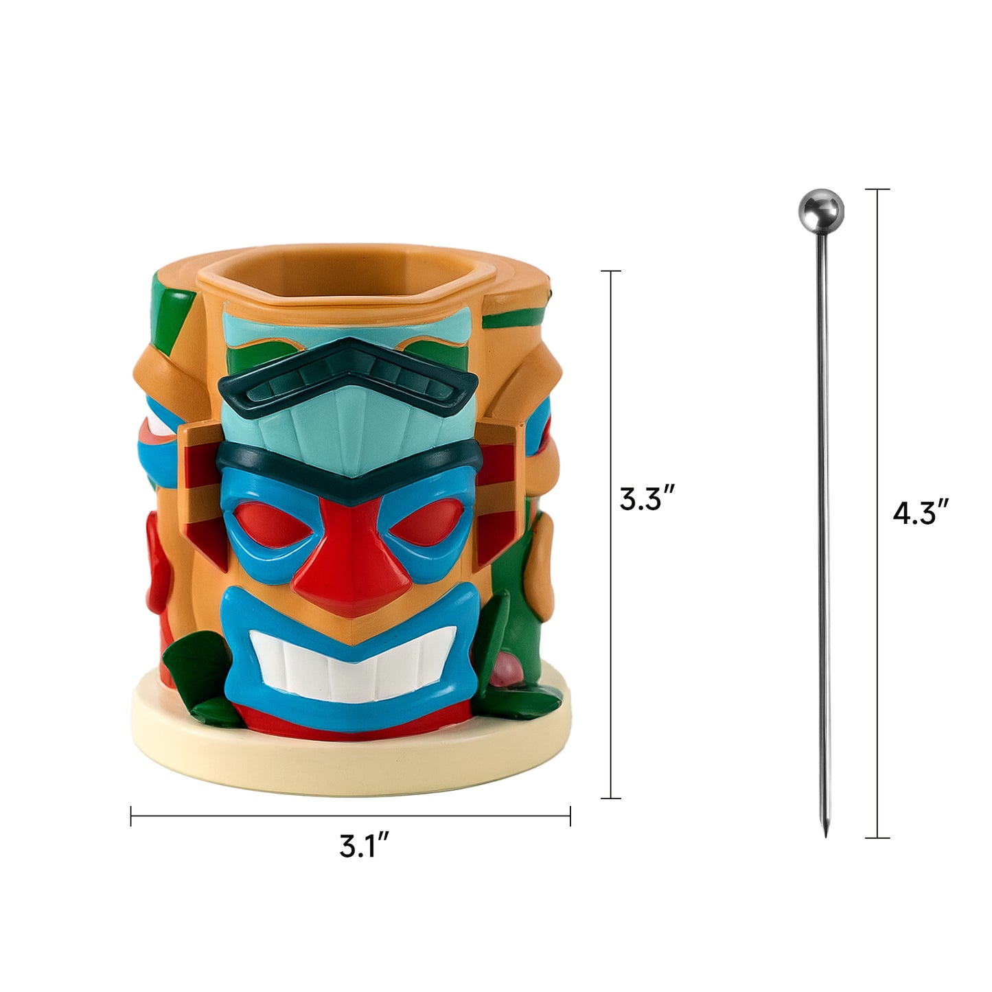 Lexenic Unique Cocktail Picks for Drinks with Tiki Style Holder, 4.3’’ Stainless Steel Cocktail Sticks Martini Picks with Fancy Holder Set for Bars,Restaurants,Sandwiches,Fruits,BBQ-12 Pack