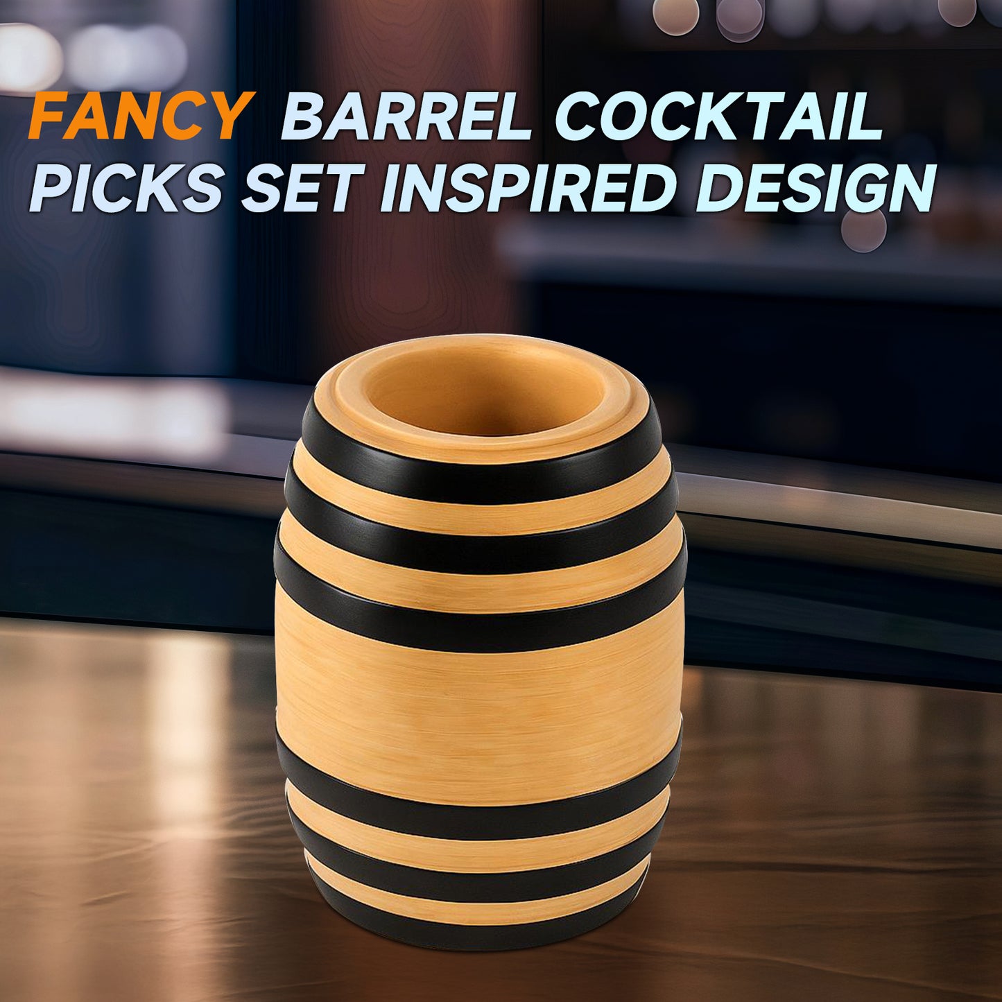 Lexenic Unique Cocktail Picks for Drinks with Barrel Style Holder Kit, Garnish Picks Bloody Mary Skewers, 304 Stainless Steel Martini Picks Metal Cocktail toothpicks for Olives Appetizer Fruit-12 Pack