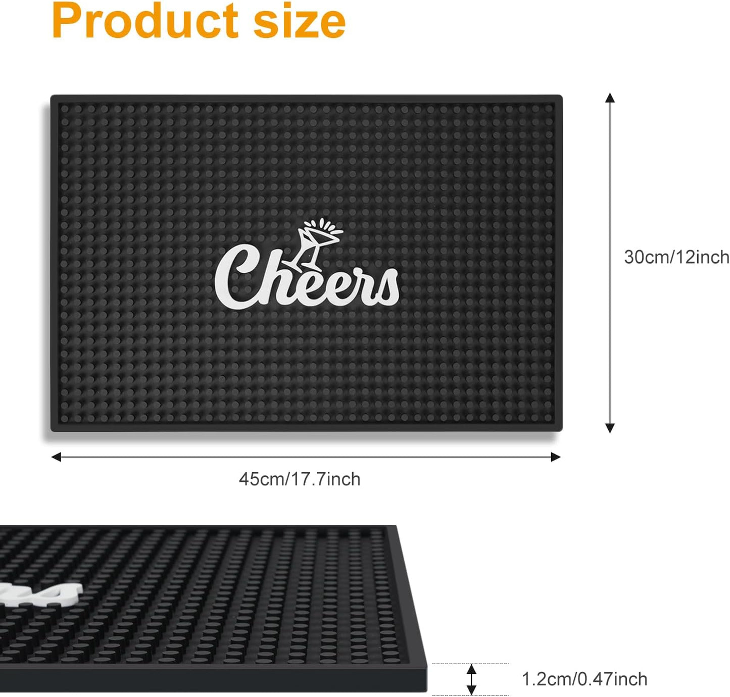 Lexenic Cheers Bar Mat for Home Bar, Retro Quick-Drying Water-Draining Rubber Mat for Kitchen Bar Countertops, Personalized Custom Cocktail Coffee Bar Mat Spill Mat