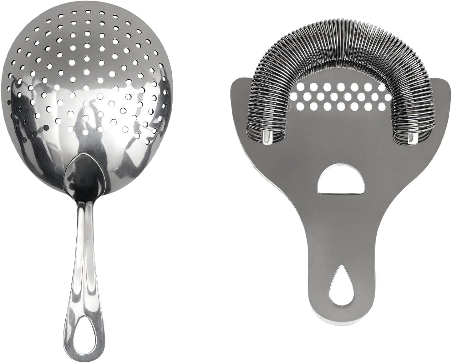 Lexenic Professional Cocktail Strainers Set :304 Stainless Steel Julep Strainer&Spring Bar Strainer Kit for Home Bar and Professional Bartenders,Mixologists (Type A)