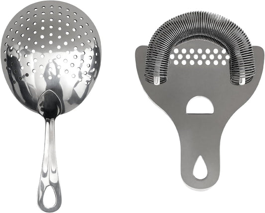 Lexenic Professional Cocktail Strainers Set :304 Stainless Steel Julep Strainer&Spring Bar Strainer Kit for Home Bar and Professional Bartenders,Mixologists (Type A)