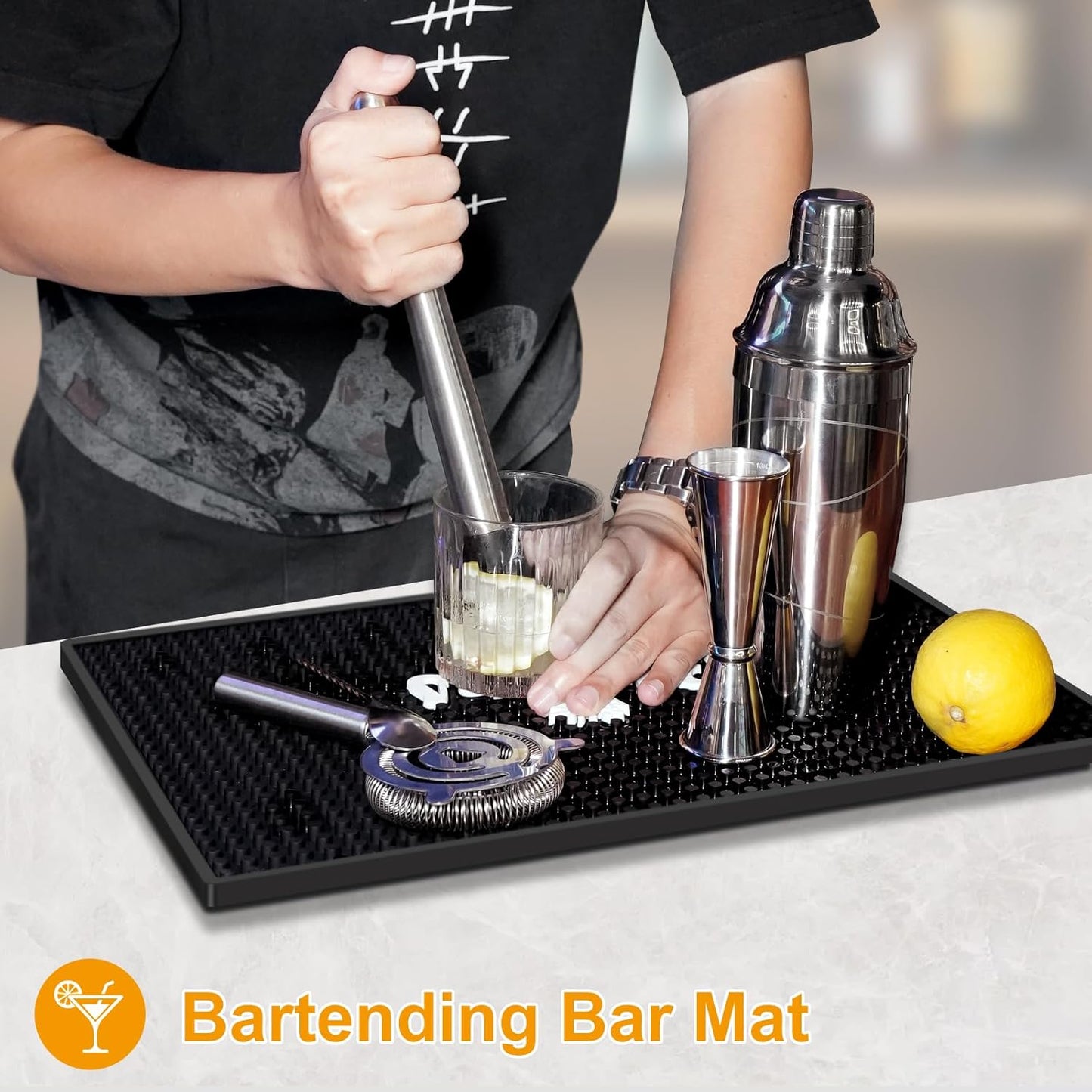 Lexenic Cheers Bar Mat for Home Bar, Retro Quick-Drying Water-Draining Rubber Mat for Kitchen Bar Countertops, Personalized Custom Cocktail Coffee Bar Mat Spill Mat
