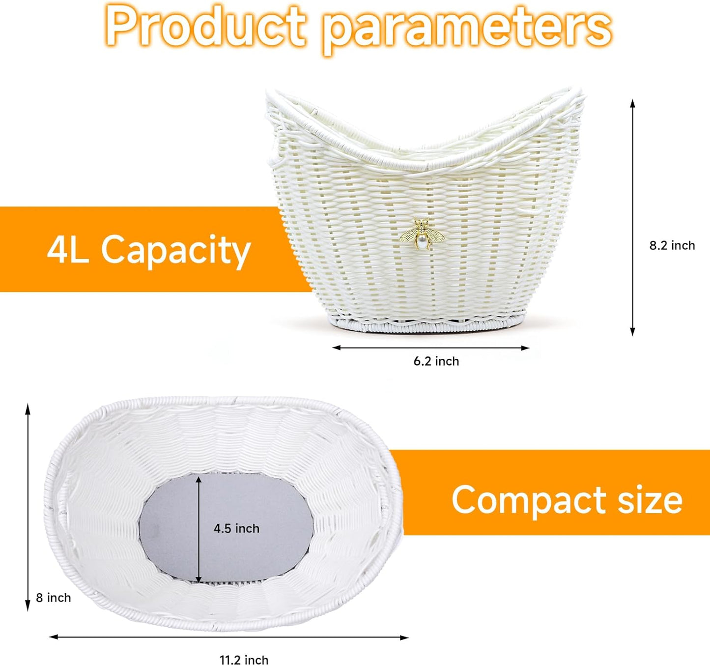 Lexenic Ice Bucket with Handle Hole, Woven and Acrylic Double Layer Basket Design, 4L Champagne Wine Ice Bucket for Cocktail Bar, Parties- Anti Frozen Hands Anti Water Leakage (Plastic-White)