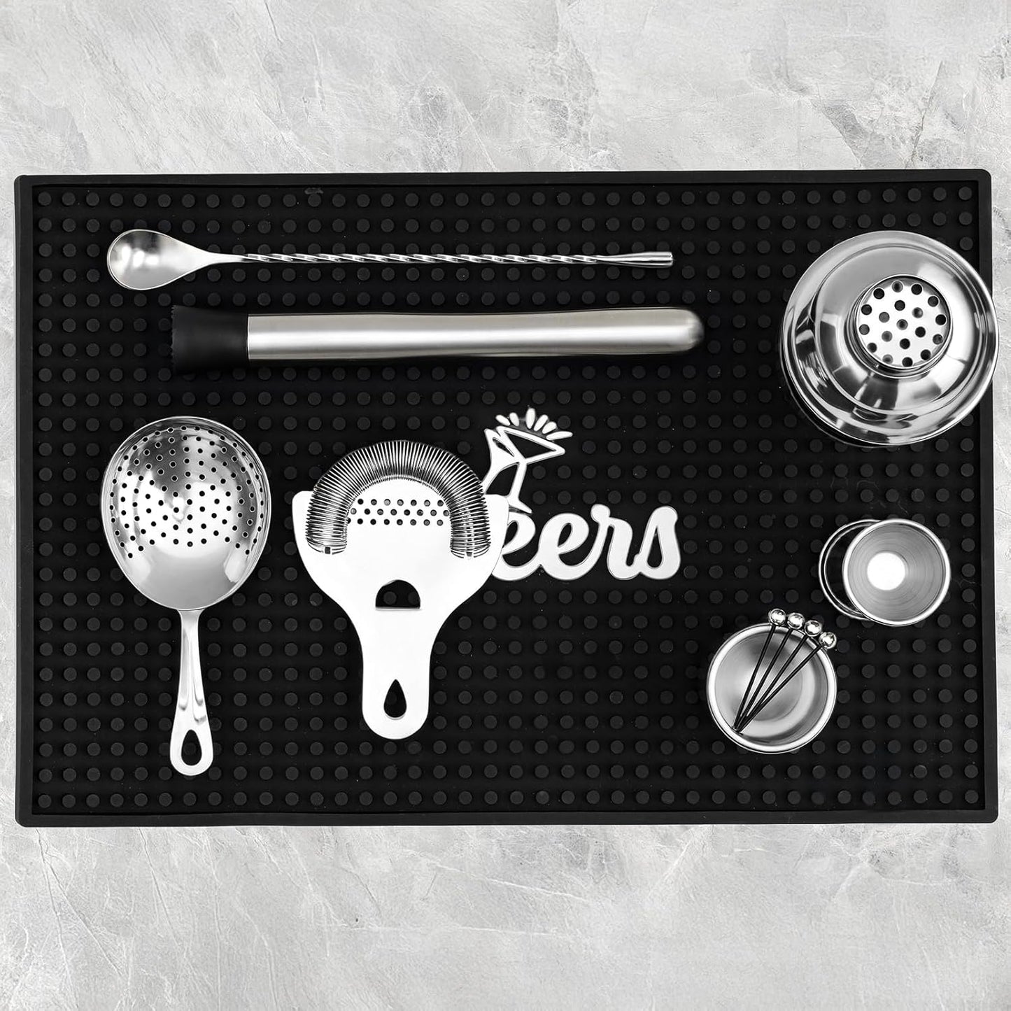 Lexenic Professional Cocktail Strainers Set :304 Stainless Steel Julep Strainer&Spring Bar Strainer Kit for Home Bar and Professional Bartenders,Mixologists (Type A)