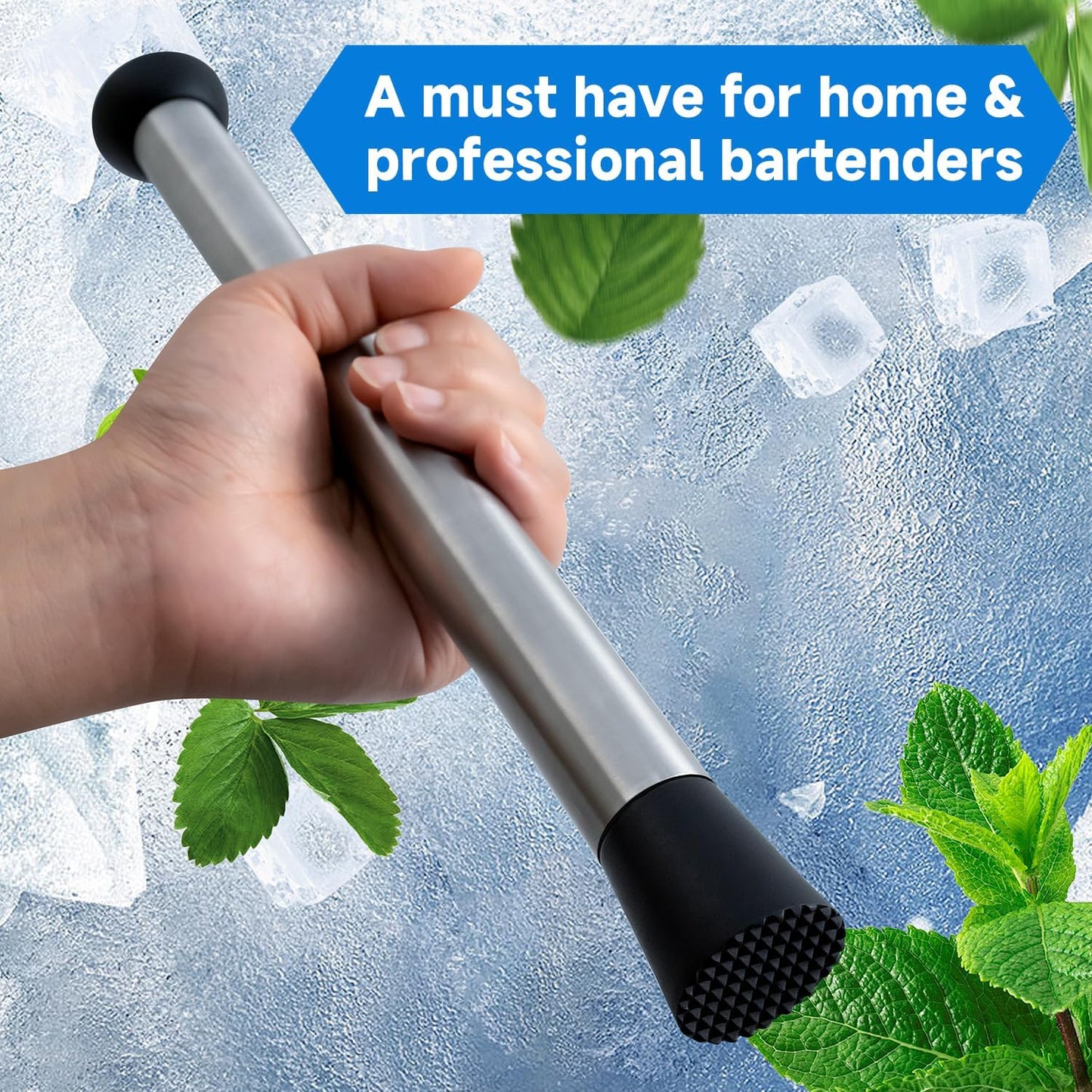 Click to see full view      2+  VIDEO Lexenic Dual-End Heads Cocktail Muddler – Stainless Steel 32cm/12.6 Inch Bar Tool for Mojitos, Old Fashioned, Margaritas & More – Durable & Easy to Clean (Gold)
