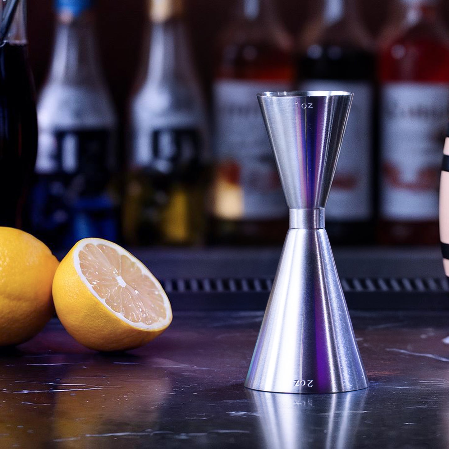 Lexenic oz/ml Dual Markings Jigger for Bartending, 304 Stainless Steel Heavy Duty Double Cocktail Jigger with 7 Measurements Inside, Professional Japanese Jigger Bar Tool for Bartender Home Bar Party