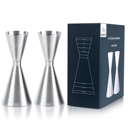 Lexenic oz/ml Dual Markings Jigger for Bartending, 304 Stainless Steel Heavy Duty Double Cocktail Jigger with 7 Measurements Inside, Professional Japanese Bar Tool for Bartender Home Bar Party
