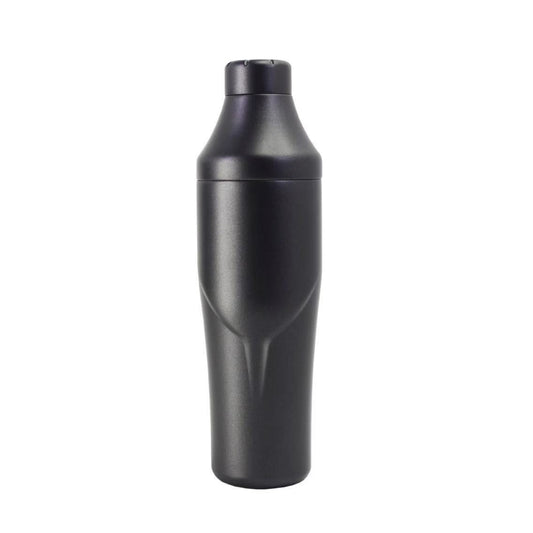 Lexenic Silvery Black Double Wall Cocktail Shaker,24OZ Premium 18/8 Stainless Steel,Effortless Twist Opening Lids,Measurements in the Lid (Silvery Black)