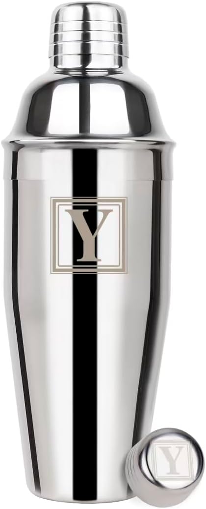Lexenic Cocktail Shaker 24oz - Monogramm Initials Design Martini Shaker - 304 Stainless Steel Bar Shaker for Margarita,Mojito-Perfect Personalized Gift for Friend,Husband -Y