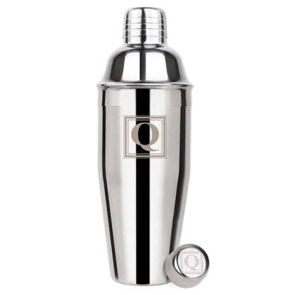 Lexenic Cocktail Shaker 24oz - Monogramm Initials Design Martini Shaker - 304 Stainless Steel Bar Shaker for Margarita,Mojito-Perfect Personalized Gift for Friend,Husband -Q