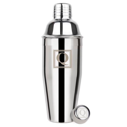 Lexenic Cocktail Shaker 24oz - Monogramm Initials Design Martini Shaker - 304 Stainless Steel Bar Shaker for Margarita,Mojito-Perfect Personalized Gift for Friend,Husband -Q