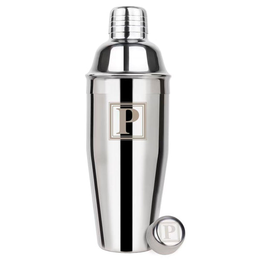 Lexenic Cocktail Shaker 24oz - Monogramm Initials Design Martini Shaker - 304 Stainless Steel Bar Shaker for Margarita,Mojito-Perfect Personalized Gift for Friend,Husband -P