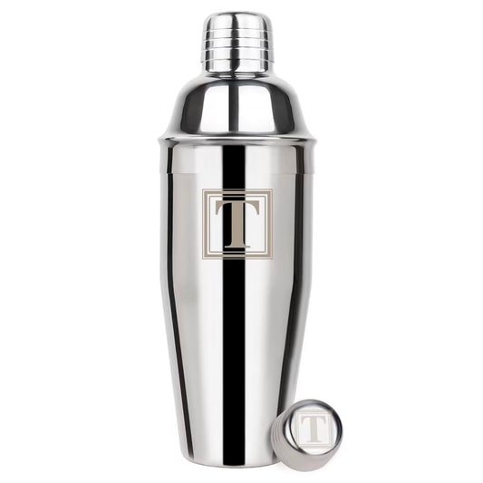 Lexenic Cocktail Shaker 24oz - Monogramm Initials Design Martini Shaker - 304 Stainless Steel Bar Shaker for Margarita,Mojito-Perfect Personalized Gift for Friend,Husband -T