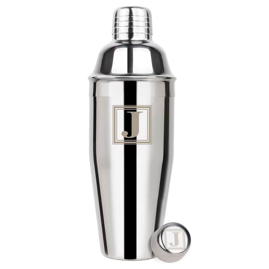 Lexenic Cocktail Shaker 24oz - Monogramm Initials Design Martini Shaker - 304 Stainless Steel Bar Shaker for Margarita,Mojito-Perfect Personalized Gift for Friend,Husband -J