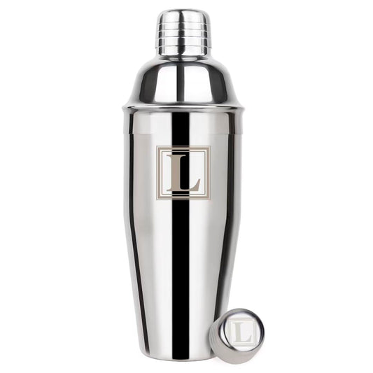 Lexenic Cocktail Shaker 24oz - Monogramm Initials Design Martini Shaker - 304 Stainless Steel Bar Shaker for Margarita,Mojito-Perfect Personalized Gift for Friend,Husband -L