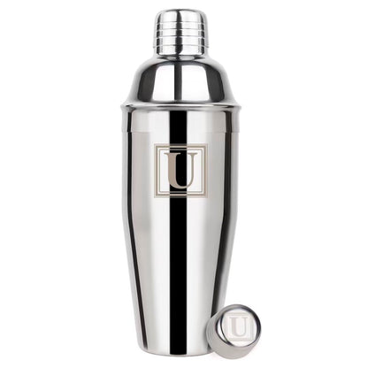 Lexenic Cocktail Shaker 24oz - Monogramm Initials Design Martini Shaker - 304 Stainless Steel Bar Shaker for Margarita,Mojito-Perfect Personalized Gift for Friend,Husband -U