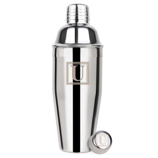Lexenic Cocktail Shaker 24oz - Monogramm Initials Design Martini Shaker - 304 Stainless Steel Bar Shaker for Margarita,Mojito-Perfect Personalized Gift for Friend,Husband -U