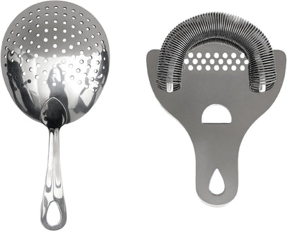Lexenic Professional Cocktail Strainers Set ：304 Stainless Steel Julep Strainer&Spring Bar Strainer Kit for Home Bar and Professional Bartenders，Mixologists (Type A)