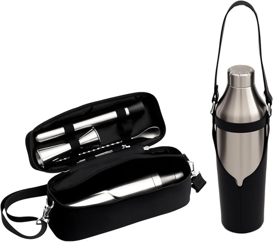 Lexenic Portable Cocktail Shaker Set,Premium Stainless Steel Vacuum Insulated Martini Shaker Kit,Bartender Kit Camping Cocktail Set for Beach,Poolside,Dinners,Parties,Weddings,Outdoor Activities