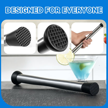 Click to see full view      2+  VIDEO Lexenic Dual-End Heads Cocktail Muddler – Stainless Steel 32cm/12.6 Inch Bar Tool for Mojitos, Old Fashioned, Margaritas & More – Durable & Easy to Clean (Gold)
