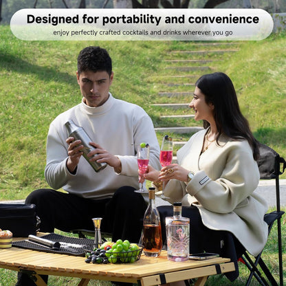 Lexenic Portable Cocktail Shaker Set,Premium Stainless Steel Vacuum Insulated Martini Shaker Kit,Bartender Kit Camping Cocktail Set for Beach,Poolside,Dinners,Parties,Weddings,Outdoor Activities